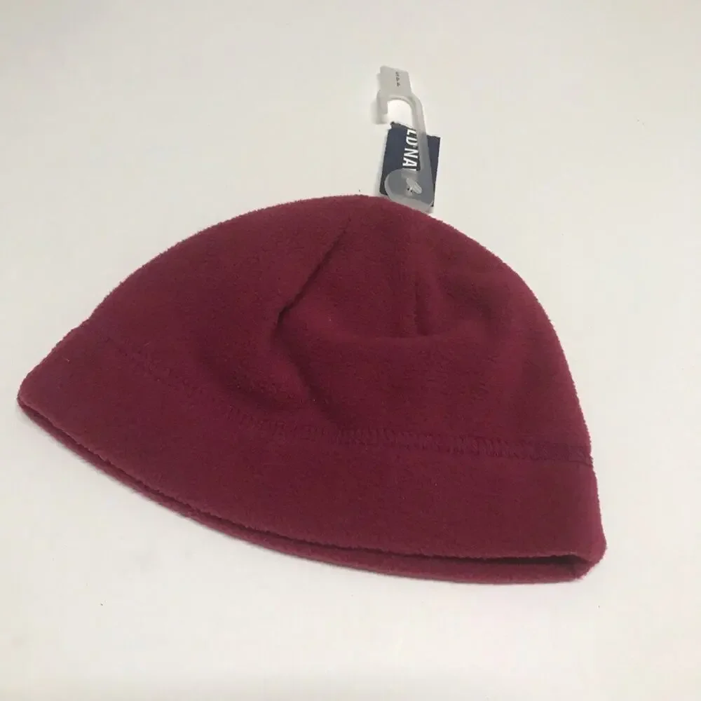 Old Navy Girls Hat Size 12-24 Mo S‎ Red Plum Fleece Flower Beanie NEW